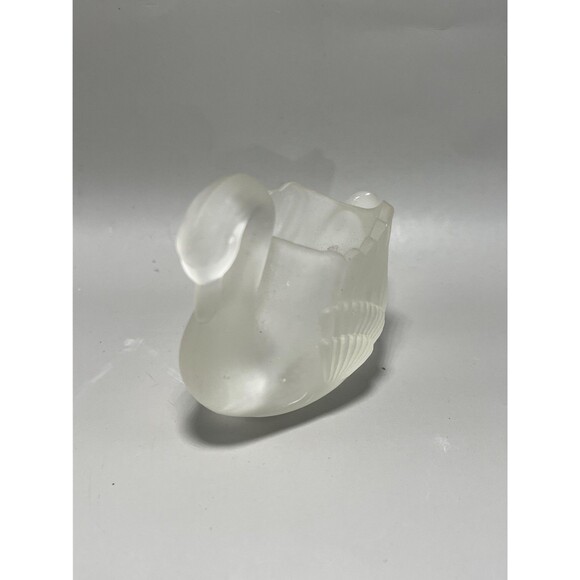 Vintage Satin Frosted Glass Swan Trinket Dish Art Deco Figurine Elegant Decor - Picture 2 of 7
